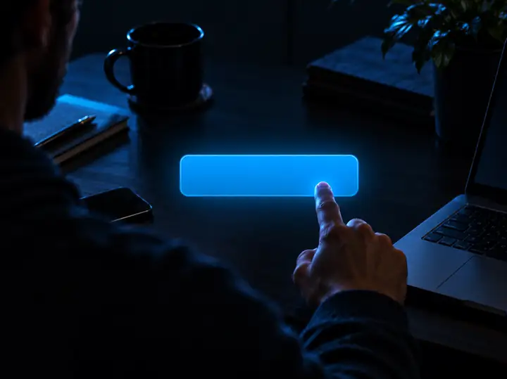 Un bouton bleu d’ajout à la file d’attente dans un espace de programmation de contenu sombre.